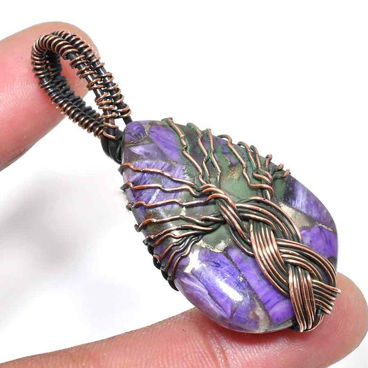 Ezra’s Veil – Handcrafted Amethyst & Oxidized Copper Pendant