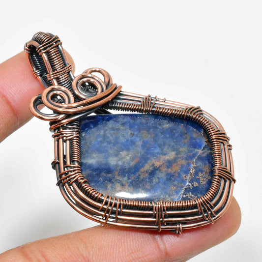 Celestial Embrace – Lapis Lazuli Copper Pendant