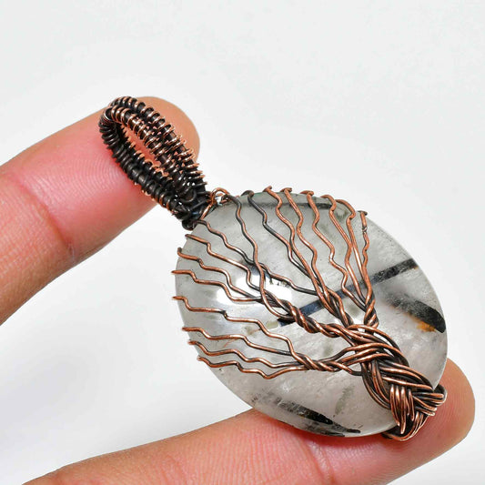 Gaia’s Arbor – Clear Quartz Copper Tree of Life Pendant