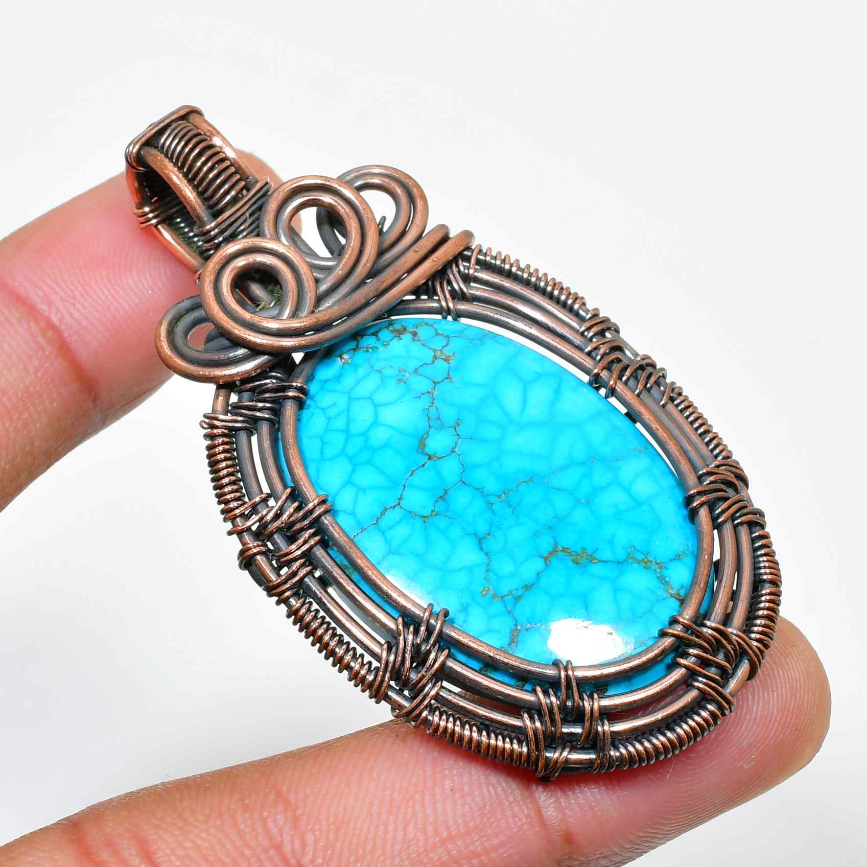 Celestial Harmony – Turquoise & Copper Pendant