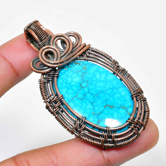 Celestial Harmony – Turquoise & Copper Pendant