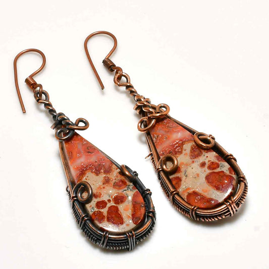 Ember’s Grace – Red Jasper Copper Earrings