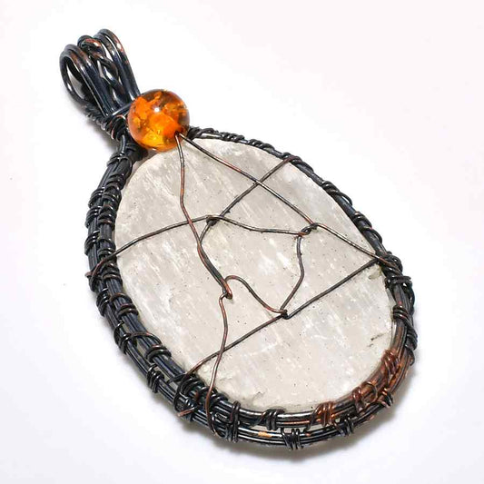Aurora’s Clarity – Copper-Wrapped Clear Quartz Pendant