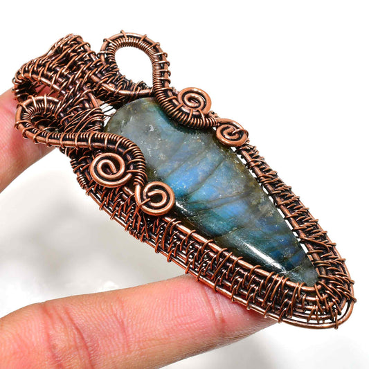 Mystic Guardian – Oxidized Copper Labradorite Pendant