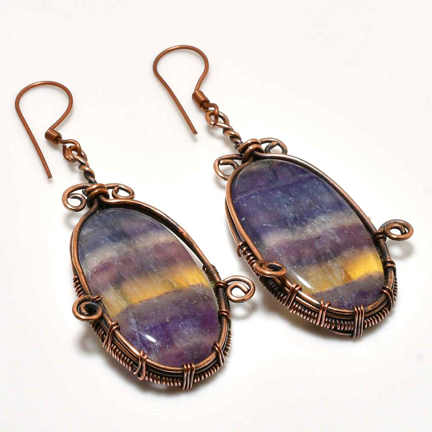 Clarity Cascade – Fluorite & Oxidized Copper Earrings