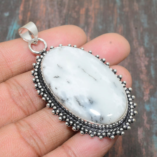 Celestial Harmony – White Stone Silver Pendant