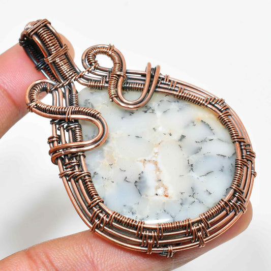 Serene Balance – White Agate Copper Pendant