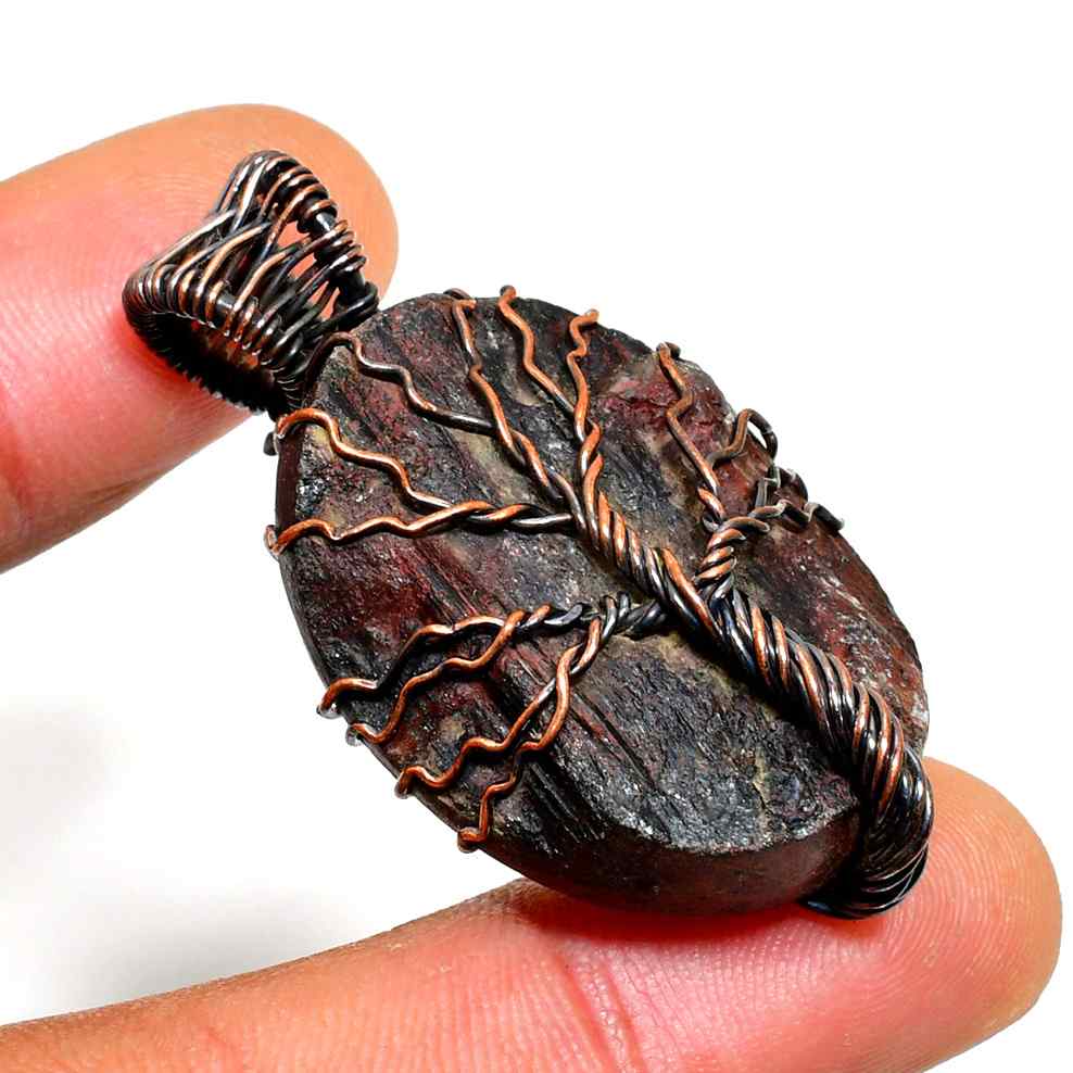 Earth’s Embrace – Copper-Wrapped Natural Stone Pendant
