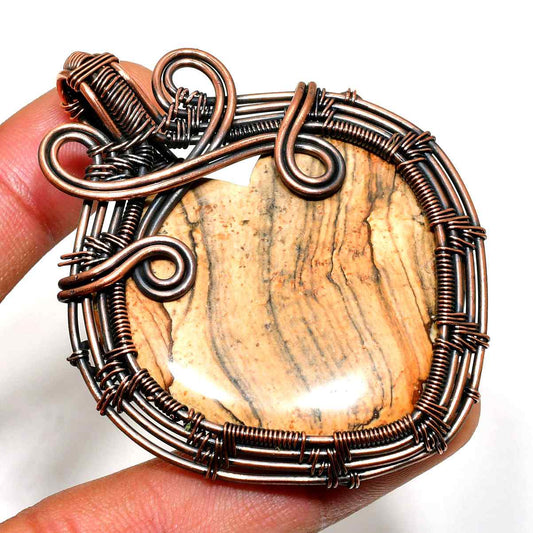 Desert Dreams – Picture Jasper & Oxidized Copper Pendant