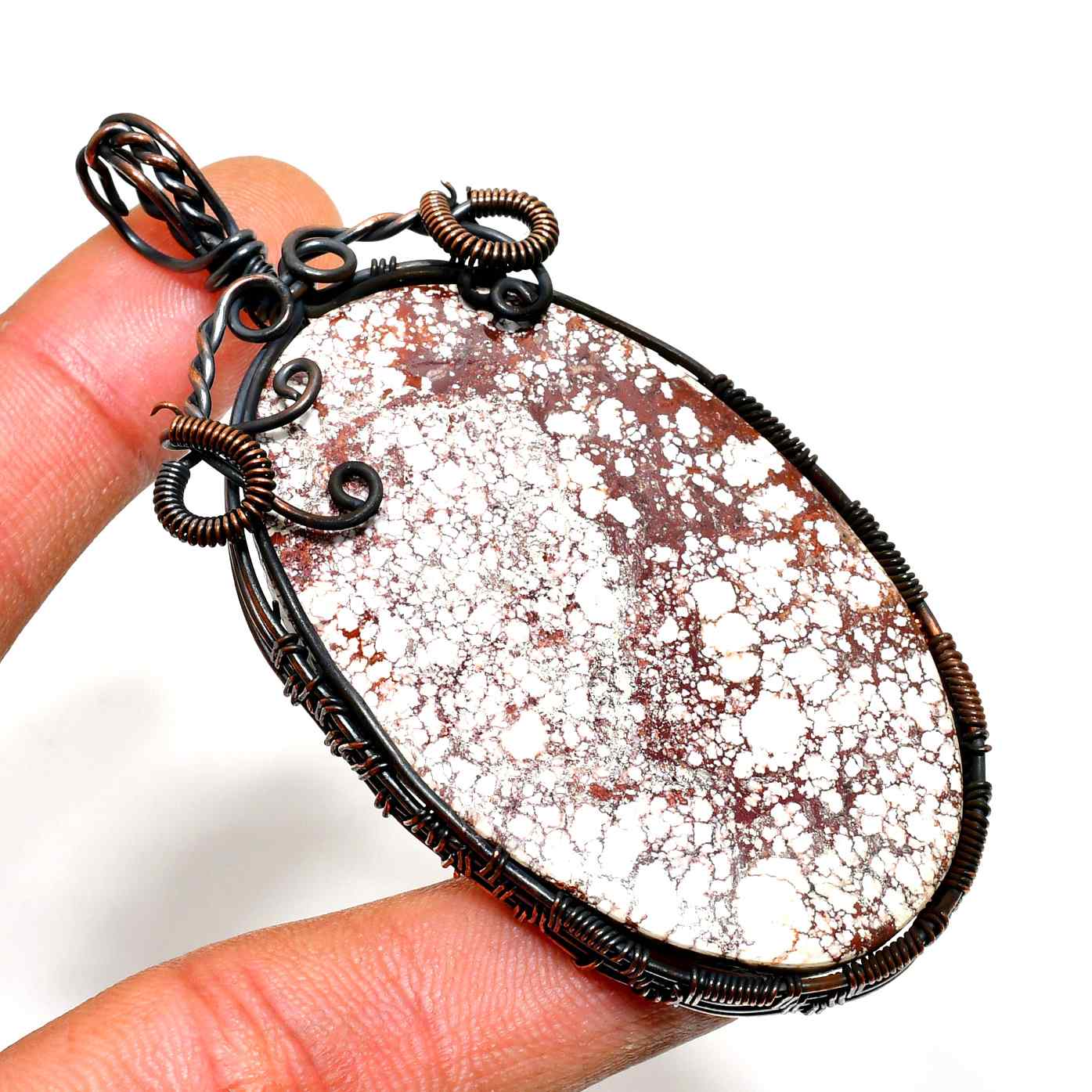 Earthbound Elegance – Copper-Wrapped Stone Pendant