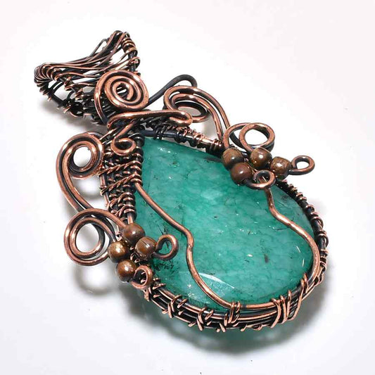 Azura’s Embrace – Emerald Copper Pendant