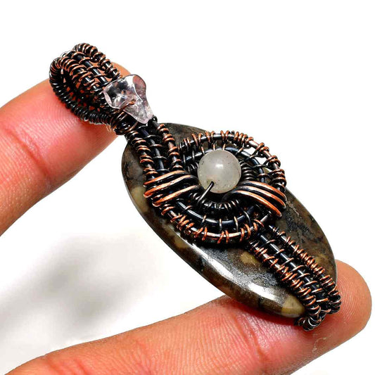 Gaia’s Embrace – Copper-Wrapped Stone Pendant
