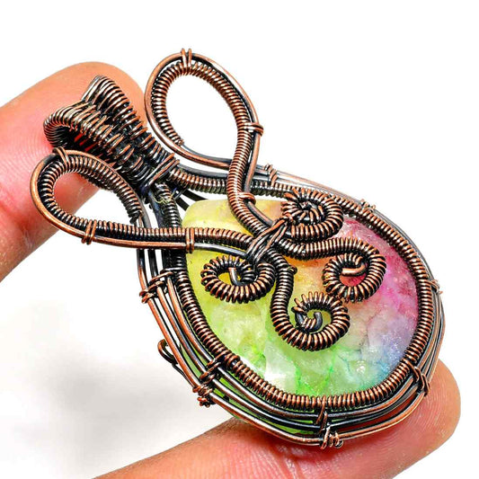 Gaia’s Embrace – Oxidized Copper Gemstone Pendant