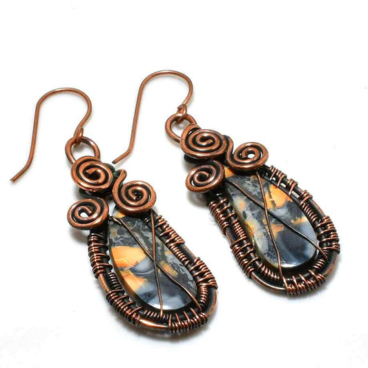 Selene’s Shield – Agate & Copper Earrings