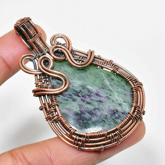 Ember’s Embrace – Jade & Vintage Copper Pendant