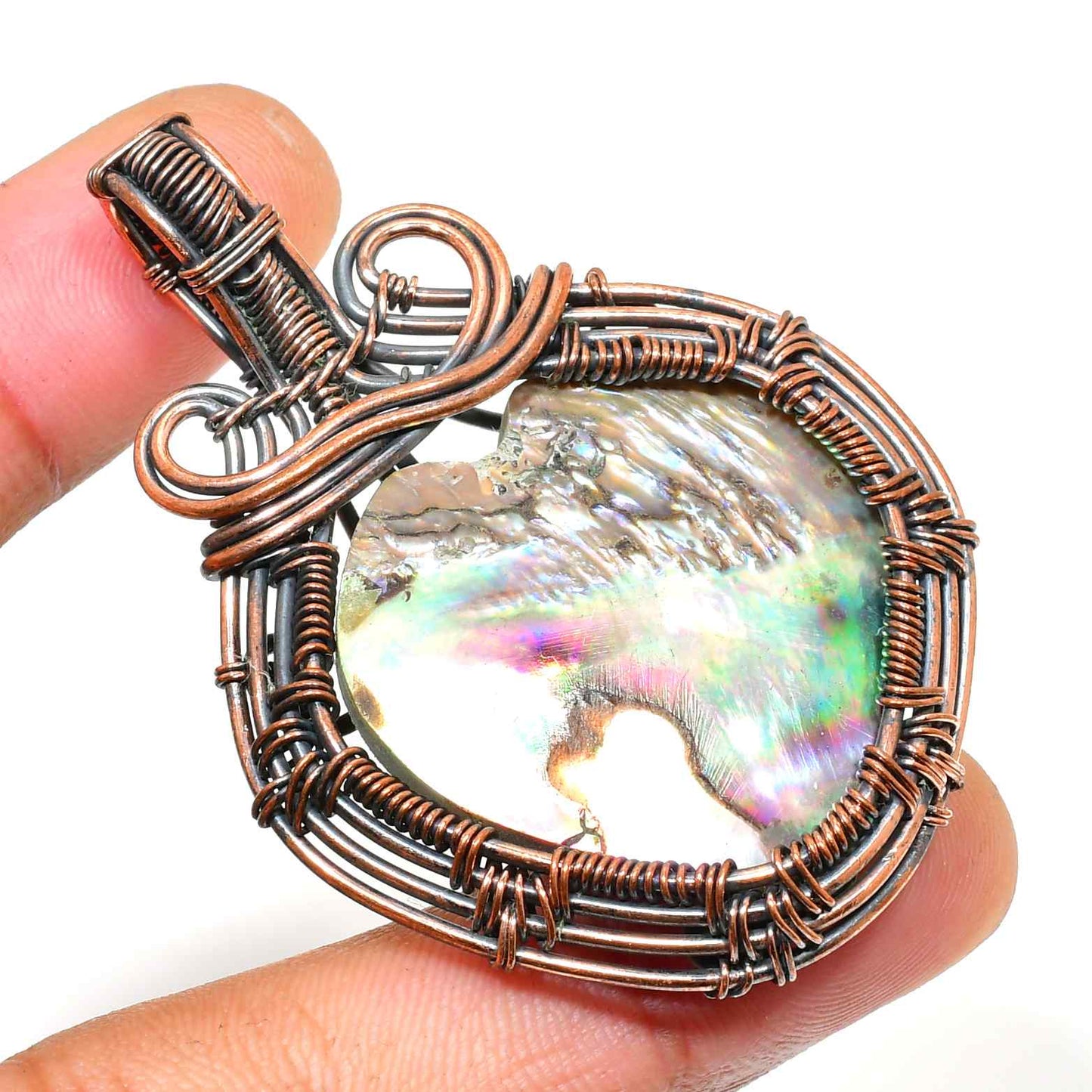 Tidal Whisper – Abalone Copper Pendant