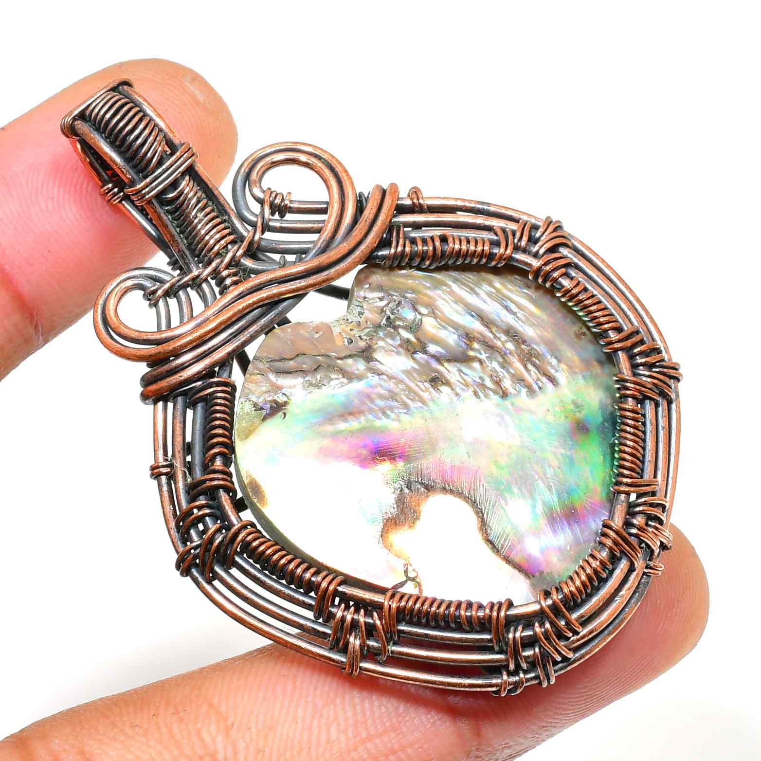 Tidal Whisper – Abalone Copper Pendant