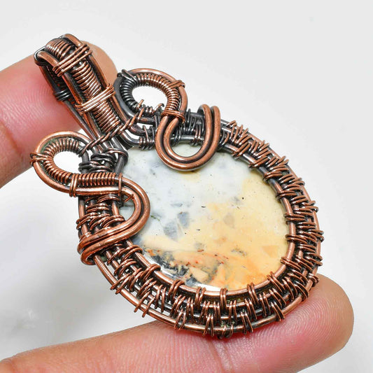Nature’s Whisper – Copper-Wrapped Healing Stone Pendant
