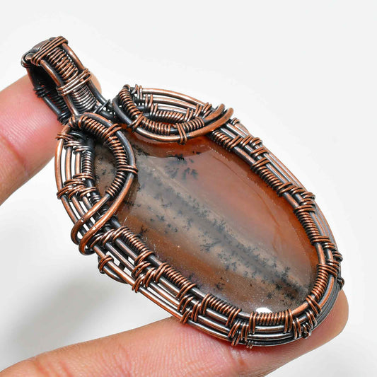 Ember’s Echo – Agate & Copper Pendant