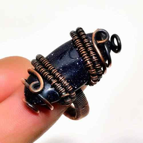 Astral Ember – Goldstone Copper Ring