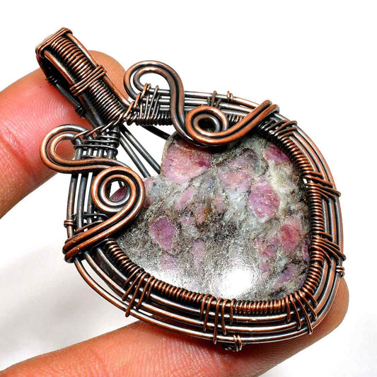 Amelia’s Embrace – Rhodonite Copper Heart Pendant