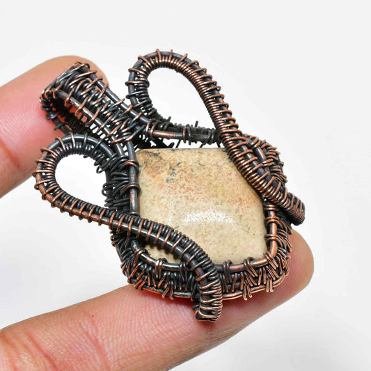 Earthbound Embrace – Copper-Wrapped Grounding Stone Pendant