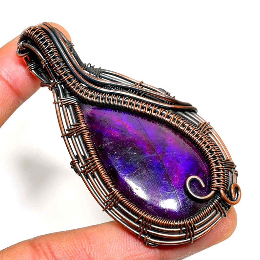 Ezra’s Veil – Amethyst & Oxidized Copper Pendant
