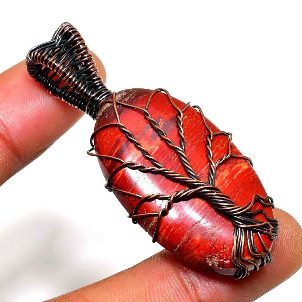 Crimson Sentinel – Red Tiger’s Eye Copper Pendant