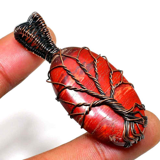 Crimson Sentinel – Red Tiger’s Eye Copper Pendant