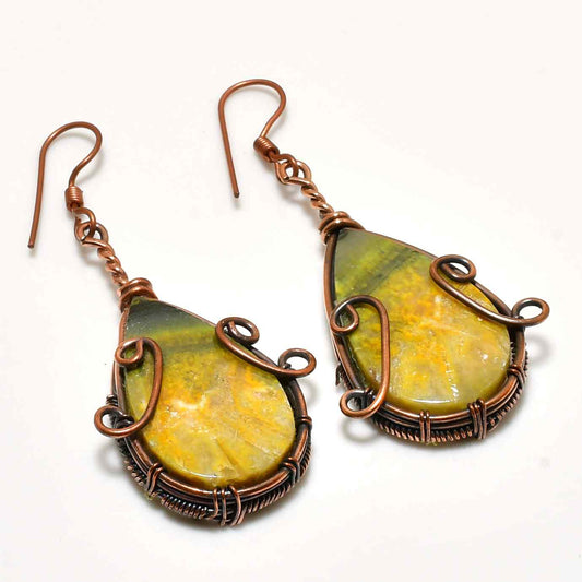Verdant Harmony – Oxidized Copper Earrings