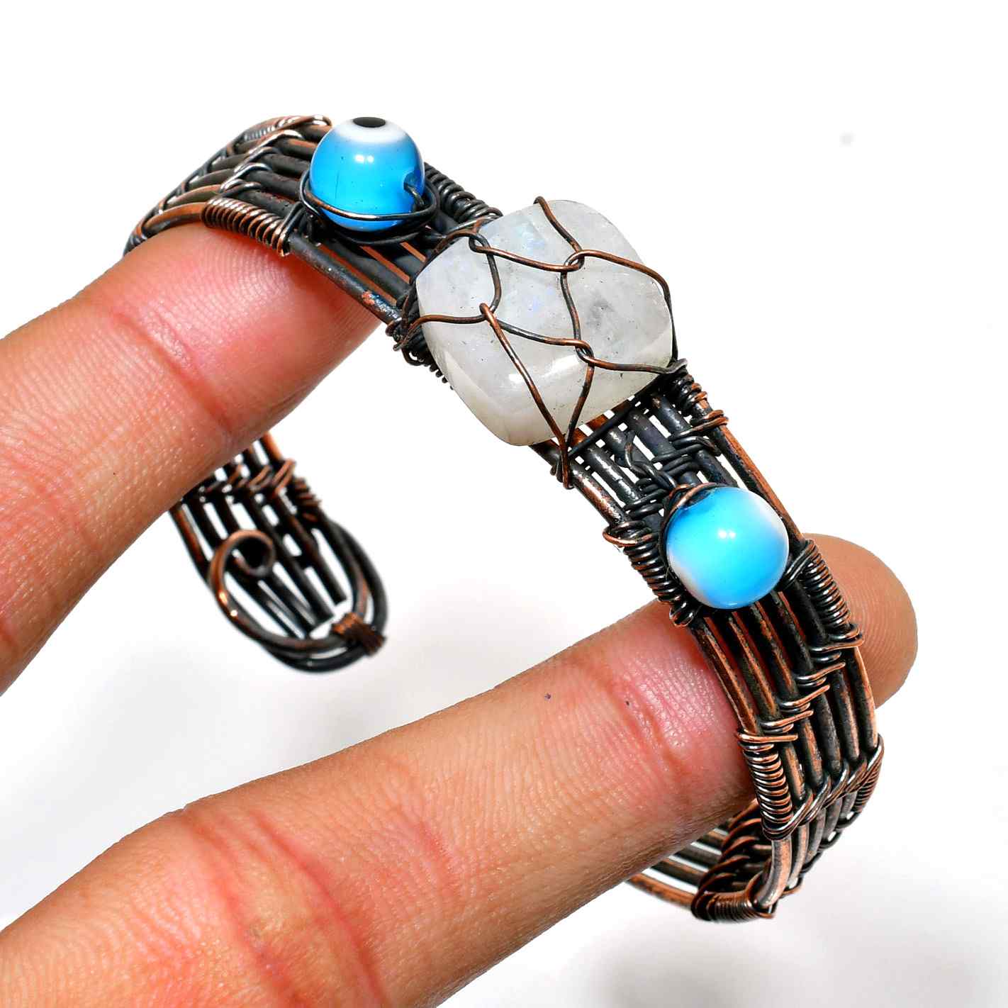 Luna’s Radiance – Moonstone Copper Cuff