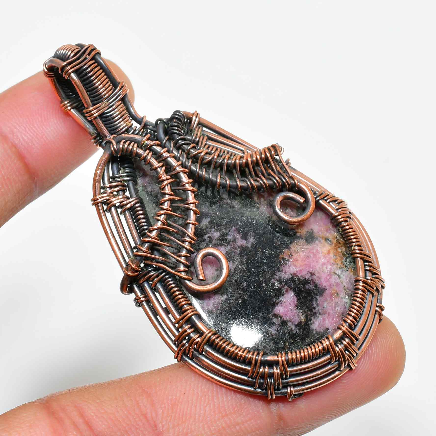 Gaia’s Embrace – Copper-Wrapped Stone Pendant