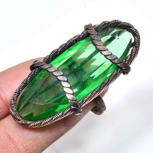 Celestial Verdure – Emerald & Oxidized Copper Ring