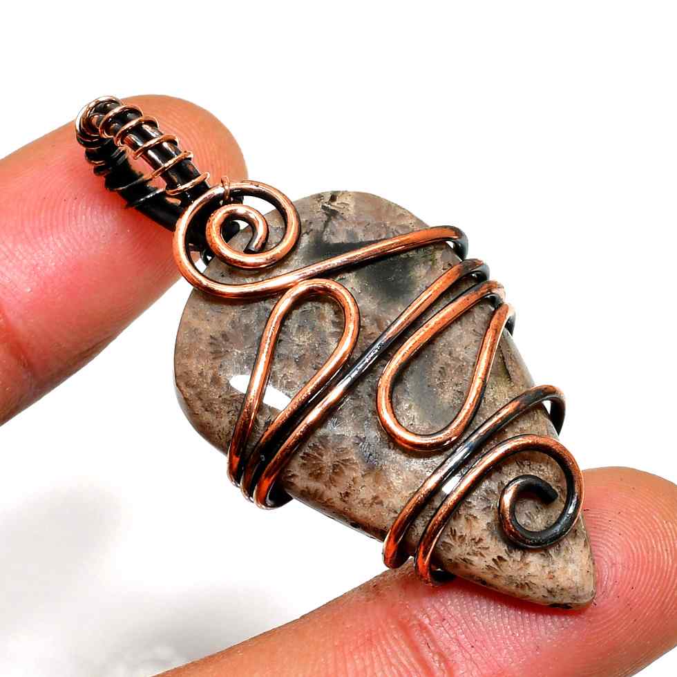 Gaia’s Embrace – Copper-Wrapped Stone Pendant