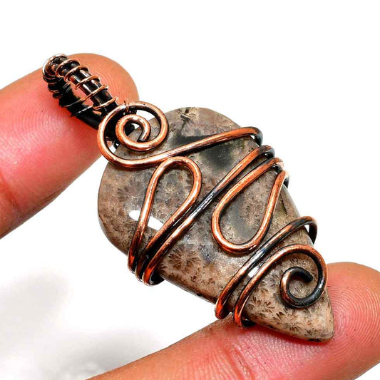 Gaia’s Embrace – Copper-Wrapped Stone Pendant
