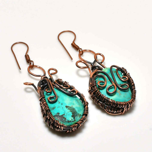 Serenity’s Embrace – Turquoise Copper Earrings