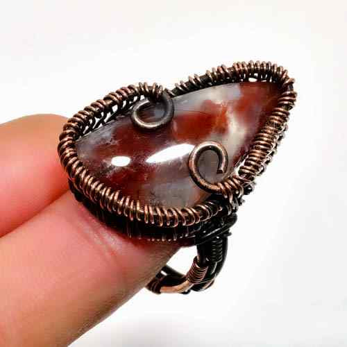 Ember’s Essence – Handwrapped Agate & Copper Ring