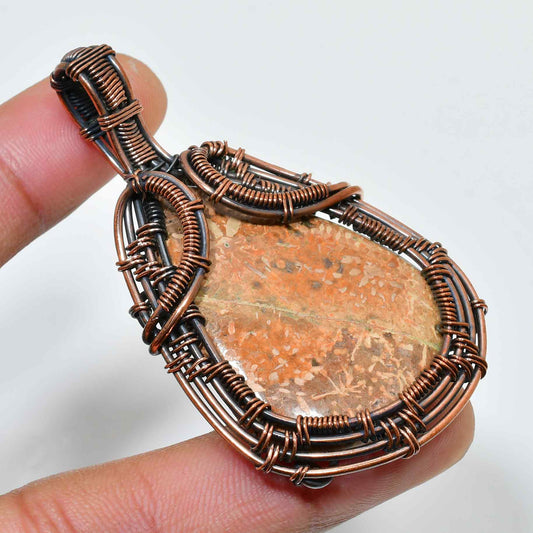 Ember’s Touch – Handcrafted Jasper & Copper Pendant