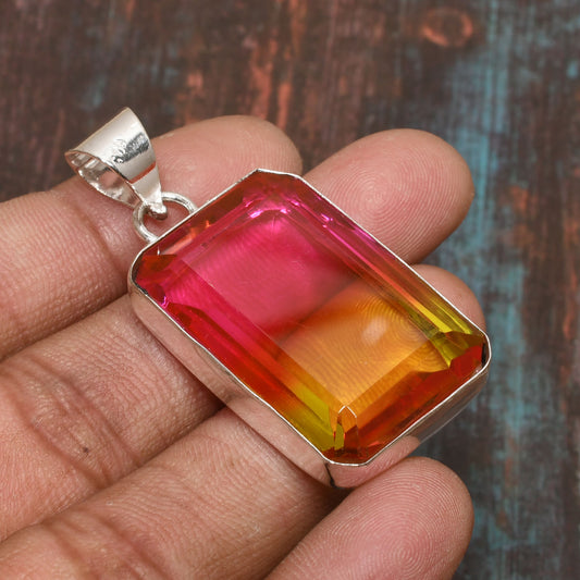 Sunset Dreams – Watermelon Tourmaline Sterling Silver Pendant