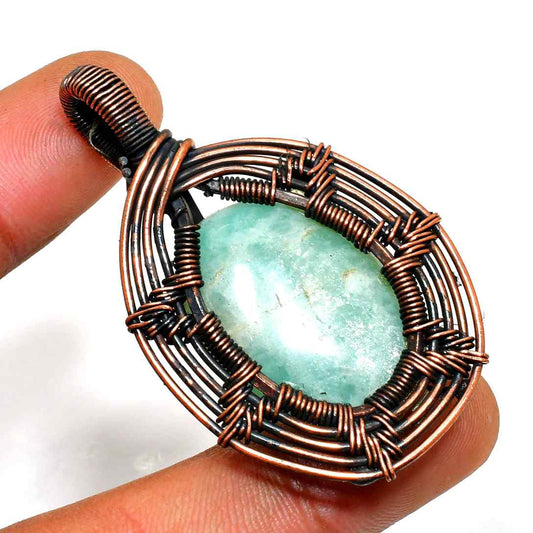 Aurora’s Embrace – Amazonite Copper Pendant
