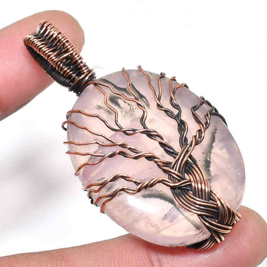 Arbor of Love – Rose Quartz Copper Pendant