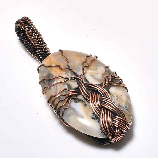 Terra’s Embrace – Agate & Copper Tree of Life Pendant