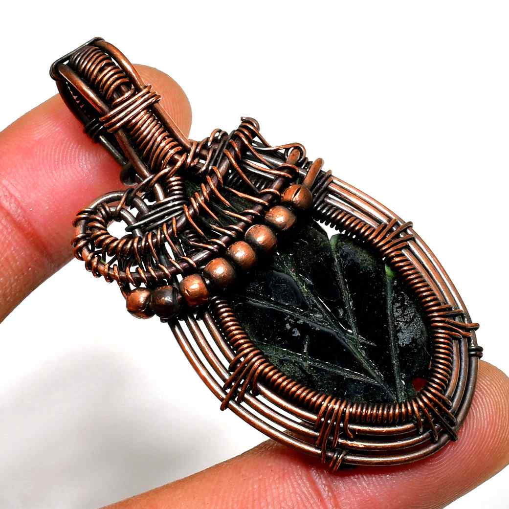 Verdant Whispers – Oxidized Copper Leaf Pendant