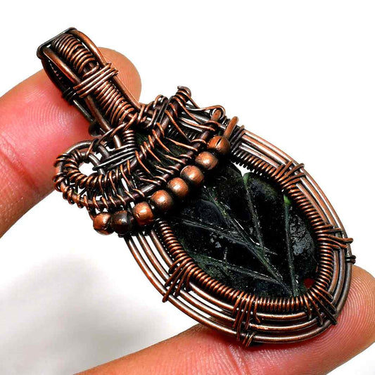 Verdant Whispers – Oxidized Copper Leaf Pendant