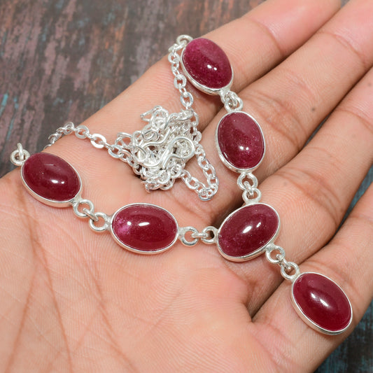 Ember Elegance – Ruby & Sterling Silver Necklace