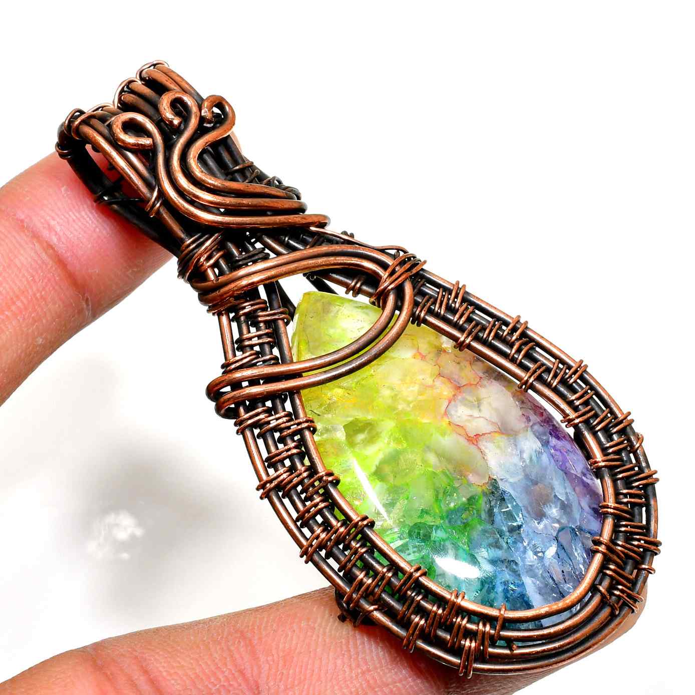 Aurora’s Embrace – Rainbow Aura Quartz Pendant