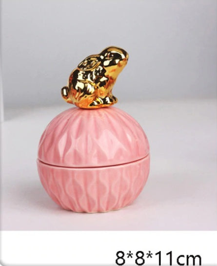 Pink Ceramic Dust-proof Jewellery Storage Case