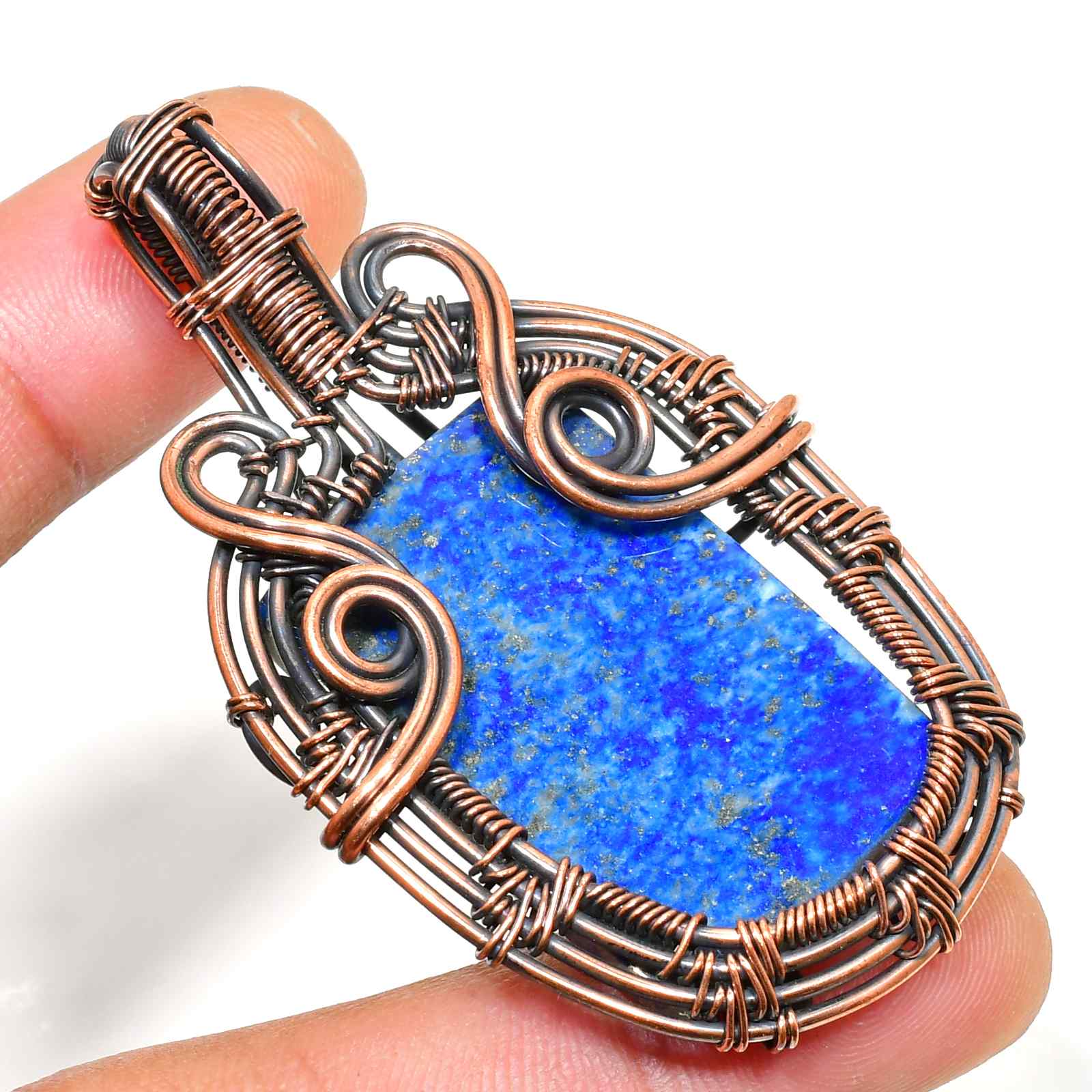 Celestia’s Clarity – Lapis Lazuli & Copper Pendant