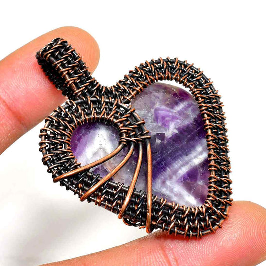Ezra’s Veil – Amethyst & Oxidized Copper Pendant