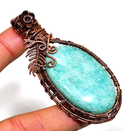 Harmony’s Embrace – Amazonite Copper Pendant
